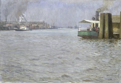 Sunday Atmosphere on the Elbe, St. Paul Landing Bridge, 1901 by Leopold Karl Walter von Kalckreuth